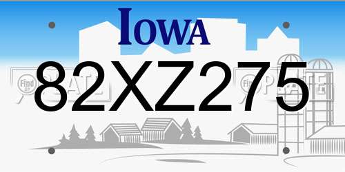 82XZ275 Iowa License Plate