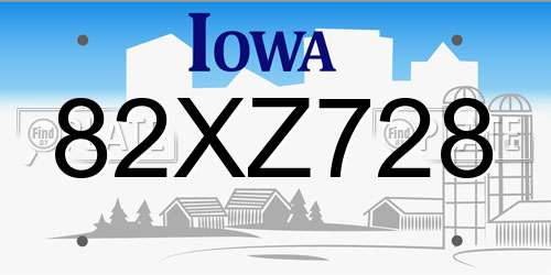 82XZ728 Iowa License Plate