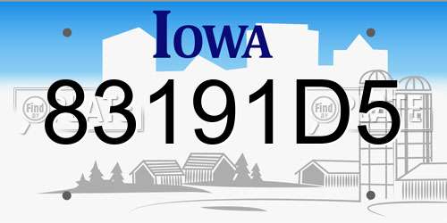 83191D5 Iowa License Plate