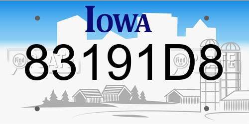 83191D8 Iowa License Plate