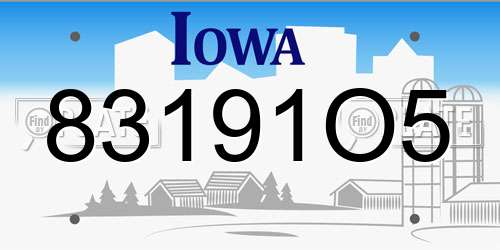 83191O5 Iowa License Plate