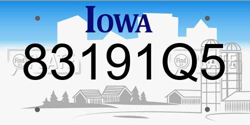 83191Q5 Iowa License Plate