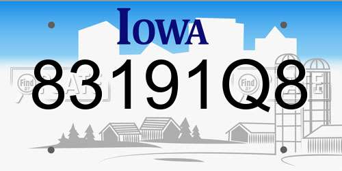 83191Q8 Iowa License Plate