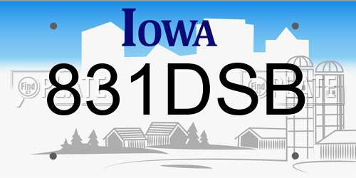 831DSB Iowa License Plate