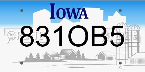831OB5 Iowa License Plate