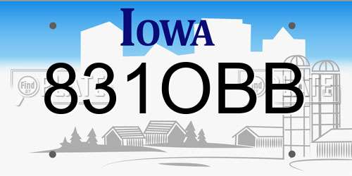 831OBB Iowa License Plate