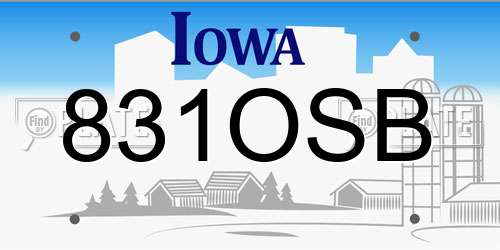 831OSB Iowa License Plate
