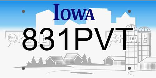 831PVT Iowa License Plate