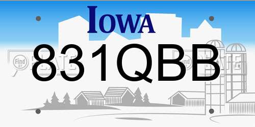 831QBB Iowa License Plate