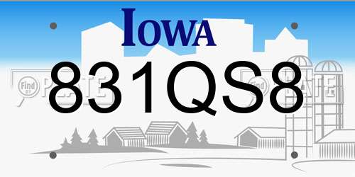 831QS8 Iowa License Plate