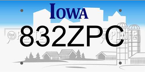 832ZPC Iowa License Plate