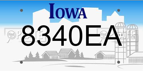 8340EA Iowa License Plate