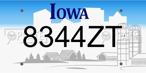 8344ZT Iowa License Plate