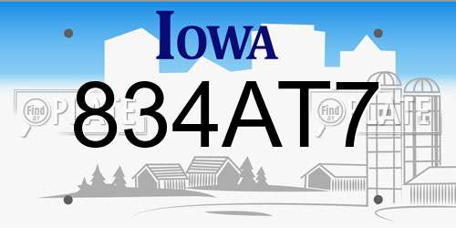 834AT7 Iowa License Plate