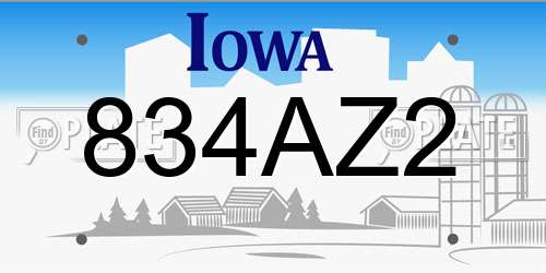 834AZ2 Iowa License Plate