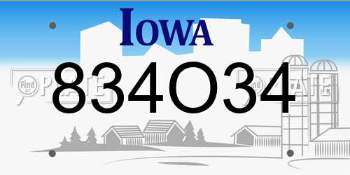 834O34 Iowa License Plate