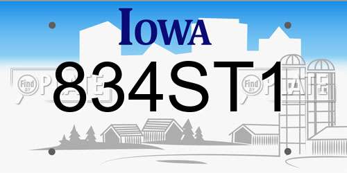 834ST1 Iowa License Plate