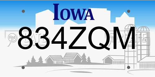 834ZQM Iowa License Plate