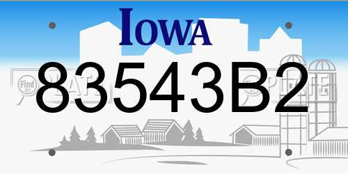 83543B2 Iowa License Plate