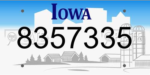 8357335 Iowa License Plate