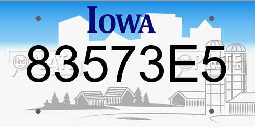 83573E5 Iowa License Plate