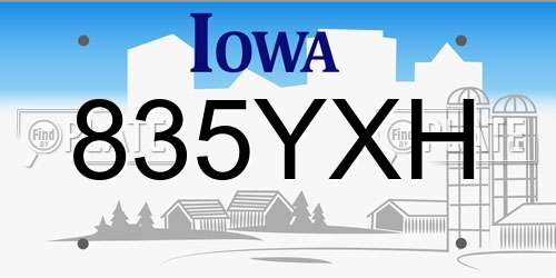 835YXH Iowa License Plate