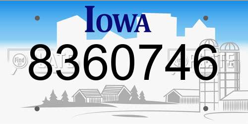 8360746 Iowa License Plate