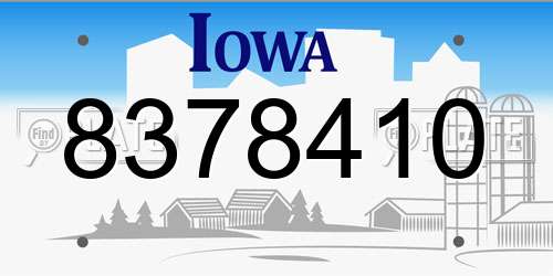 8378410 Iowa License Plate