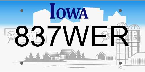 837WER Iowa License Plate