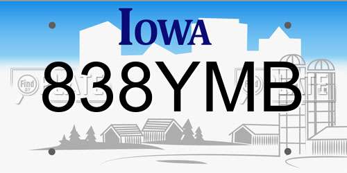 838YMB Iowa License Plate
