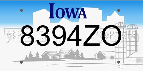8394ZO Iowa License Plate
