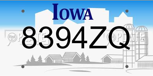 8394ZQ Iowa License Plate