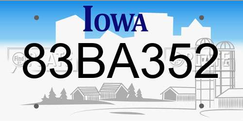 83BA352 Iowa License Plate