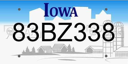 83BZ338 Iowa License Plate