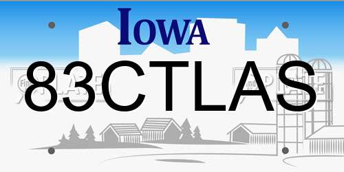 83CTLAS Iowa License Plate