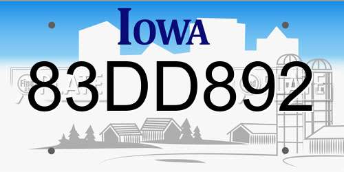 83DD892 Iowa License Plate