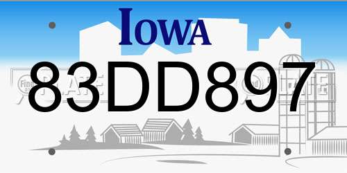 83DD897 Iowa License Plate