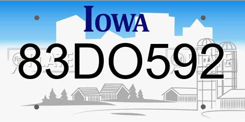 83DO592 Iowa License Plate