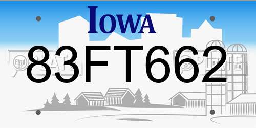 83FT662 Iowa License Plate