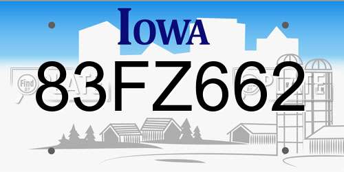 83FZ662 Iowa License Plate
