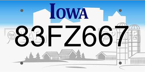 83FZ667 Iowa License Plate