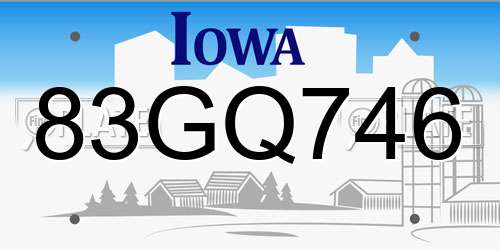 83GQ746 Iowa License Plate