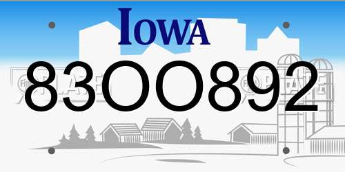 83OO892 Iowa License Plate