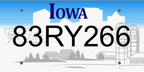 83RY266 Iowa License Plate