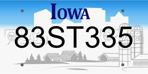 83ST335 Iowa License Plate