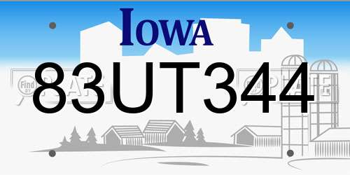 83UT344 Iowa License Plate