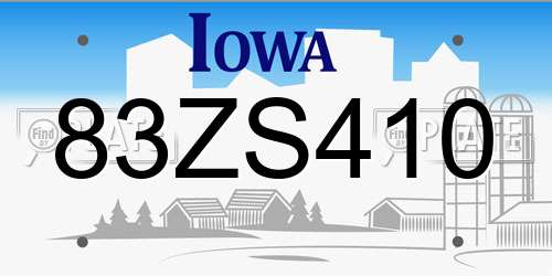 83ZS410 Iowa License Plate