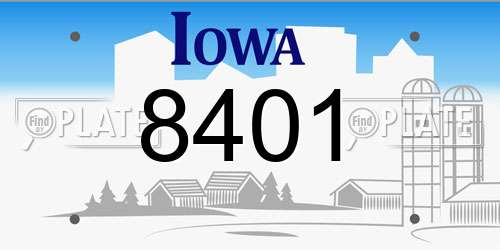 8401 Iowa License Plate