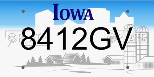 8412GV Iowa License Plate