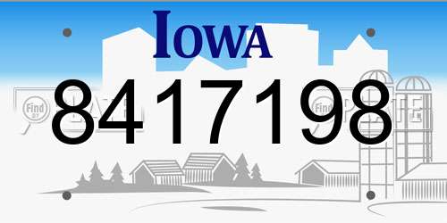 8417198 Iowa License Plate